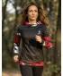 Hanorac funcțional premium pentru femei ALTISPORT VOJ/ALW039MI01 NEGRU/ROSU