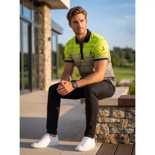  Tricou funcțional pentru bărbați cu guler premium ALTISPORT VOJ/ALM031TR05 NEGRU/GALBEN NEON 