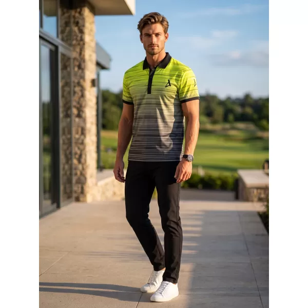  Tricou funcțional pentru bărbați cu guler premium ALTISPORT VOJ/ALM031TR05 NEGRU/GALBEN NEON 