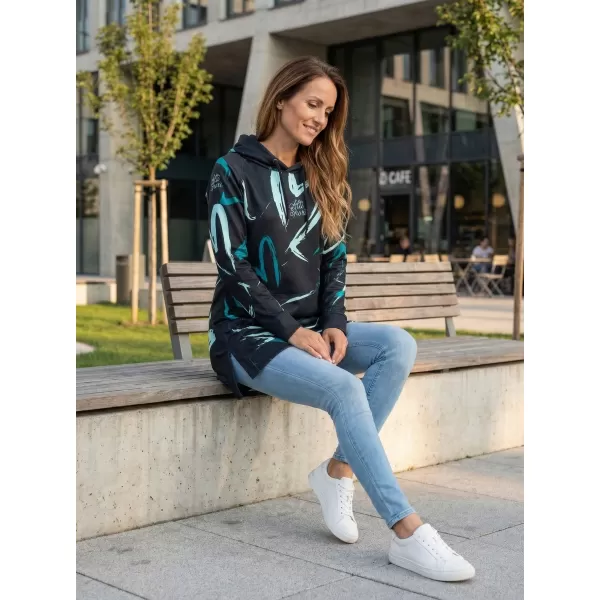  Hanorac prelungit funcțional pentru femei premium ALTISPORT VOJ/ALW049MI03 NEGRU ȘI ALBASTRU 