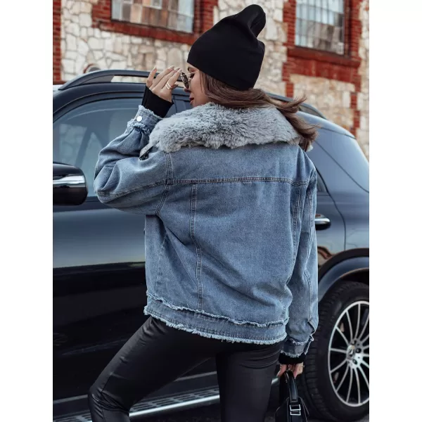  Geacă pentru doamne DSTREET FURDENIM TY4755 ALBASTRU DESCHIS 