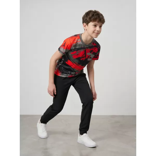  Tricou funcțional premium pentru copii ALTISPORT VOJ/ALK014TR01 NEGRU/ROSU 