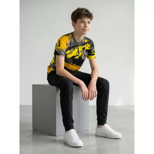  Tricou funcțional premium pentru copii ALTISPORT VOJ/ALK014TR01 NEGRU SI GALBEN 