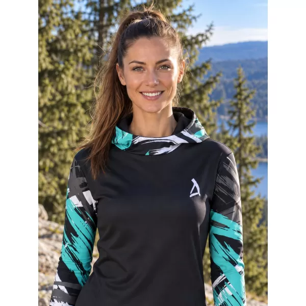  Hanorac funcțional premium pentru femei ALTISPORT VOJ/ALW039MI01 NEGRU/TURCOAZ 