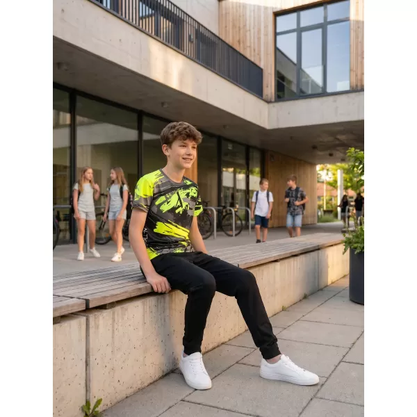  Tricou funcțional premium pentru copii ALTISPORT VOJ/ALK014TR01 NEGRU/VERDE 