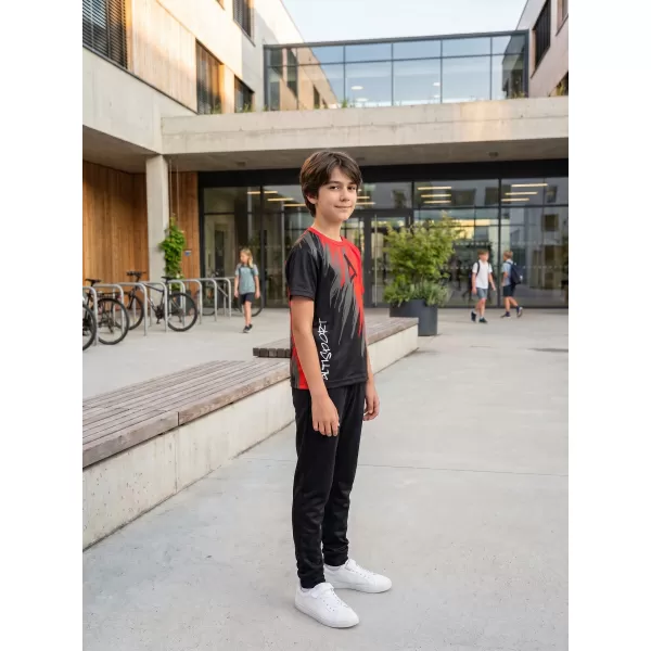  Tricou funcțional premium pentru copii ALTISPORT VOJ/ALK006TR01 NEGRU/ROSU 