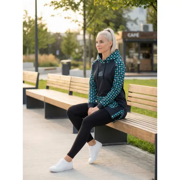 Hanorac prelungit funcțional pentru femei premium ALTISPORT VOJ/ALW048MI03 NEGRU ȘI ALBASTRU 