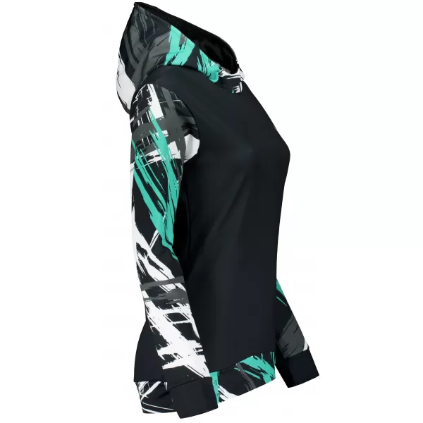  Hanorac funcțional premium pentru femei ALTISPORT VOJ/ALW039MI01 NEGRU/TURCOAZ 