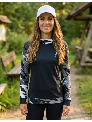 Hanorac funcțional premium pentru femei ALTISPORT VOJ/ALW039MI01 NEGRU/ALB