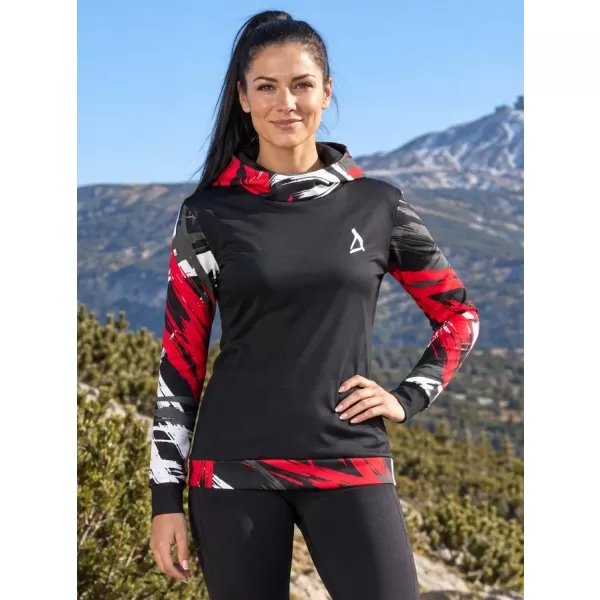  Hanorac funcțional premium pentru femei ALTISPORT VOJ/ALW039MI01 NEGRU/ROSU 
