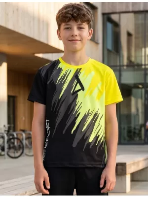 Tricou funcțional premium pentru copii ALTISPORT VOJ/ALK006TR01 NEGRU SI GALBEN