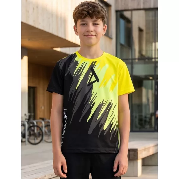  Tricou funcțional premium pentru copii ALTISPORT VOJ/ALK006TR01 NEGRU SI GALBEN 
