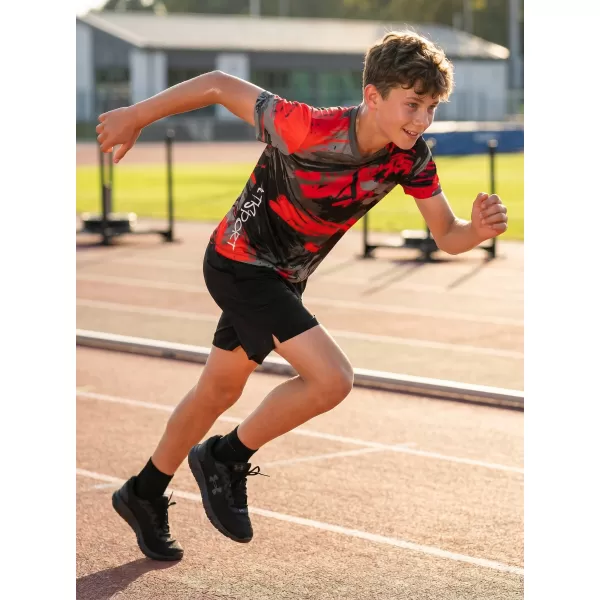  Tricou funcțional premium pentru copii ALTISPORT VOJ/ALK014TR01 NEGRU/ROSU 