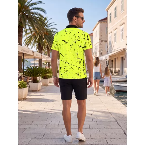  Tricou funcțional pentru bărbați cu guler premium ALTISPORT VOJ/ALM034TR05 GALBEN NEON 