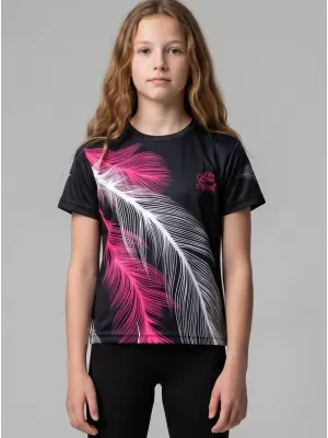 Tricou funcțional premium pentru copii ALTISPORT VOJ/ALK001TR01 NEGRU/ROZ