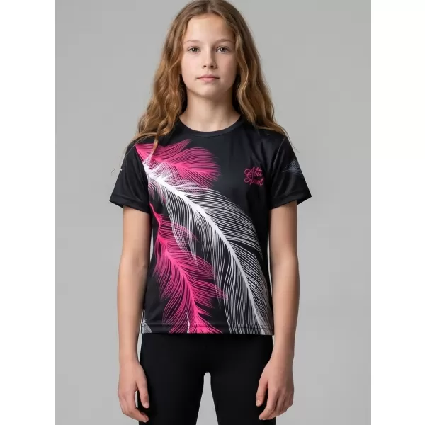  Tricou funcțional premium pentru copii ALTISPORT VOJ/ALK001TR01 NEGRU/ROZ 