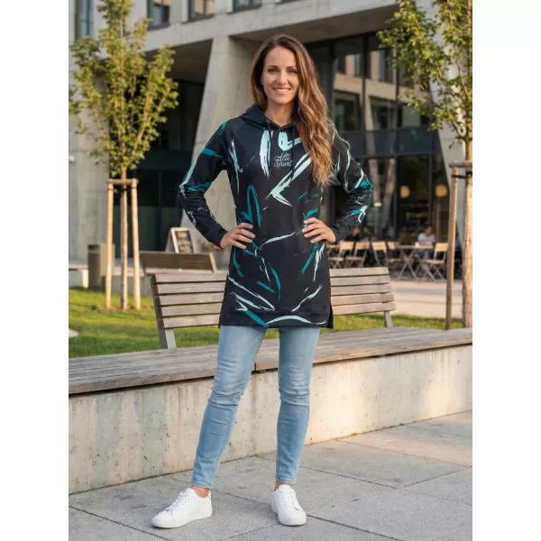  Hanorac prelungit funcțional pentru femei premium ALTISPORT VOJ/ALW049MI03 NEGRU ȘI ALBASTRU 