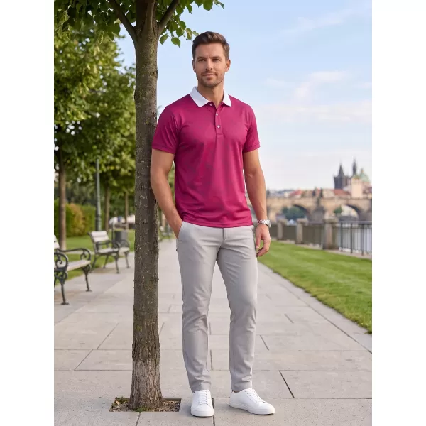  Tricou funcțional pentru bărbați cu guler premium ALTISPORT VOJ/ALM050TR05 BURGUNDIA 
