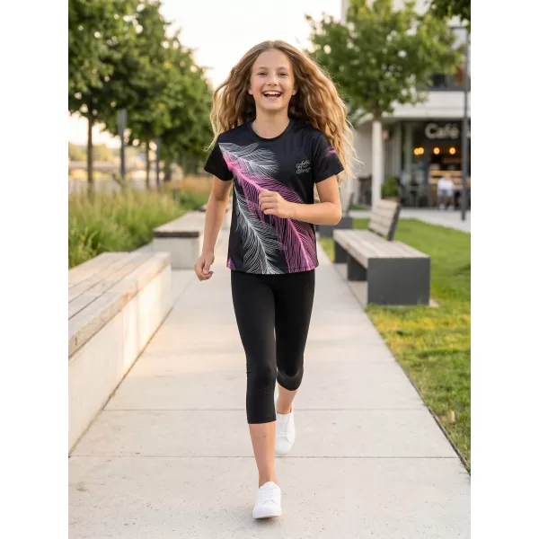  Tricou funcțional premium pentru copii ALTISPORT VOJ/ALK001TR01 NEGRU/ROZ DESCHIS 