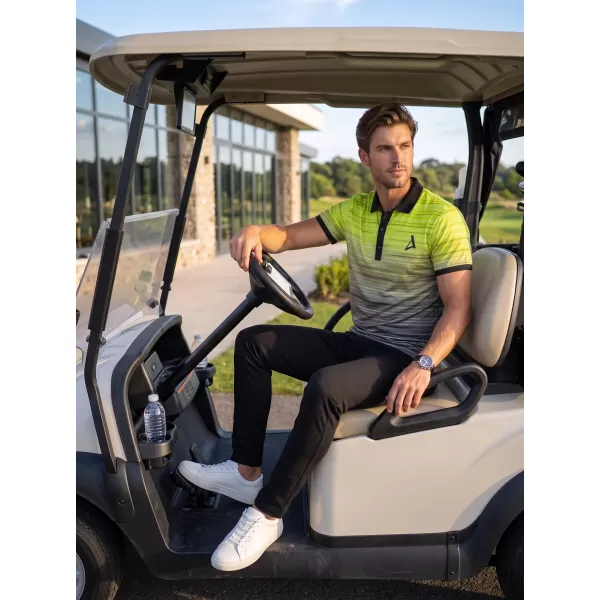 Tricou funcțional pentru bărbați cu guler premium ALTISPORT VOJ/ALM031TR05 NEGRU/GALBEN NEON 