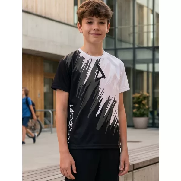 Tricou funcțional premium pentru copii ALTISPORT VOJ/ALK006TR01 ALB-NEGRU 