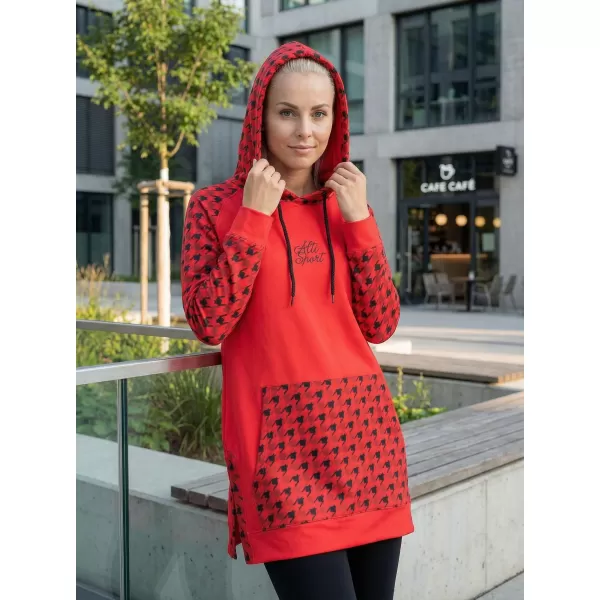  Hanorac prelungit funcțional pentru femei premium ALTISPORT VOJ/ALW048MI03 ROȘU ȘI NEGRU 