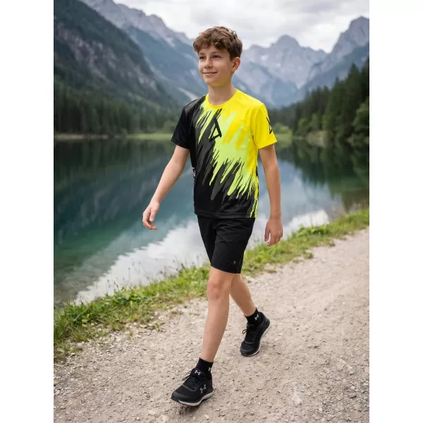  Tricou funcțional premium pentru copii ALTISPORT VOJ/ALK006TR01 NEGRU SI GALBEN 