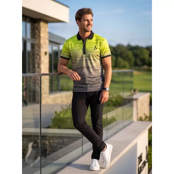 Tricou funcțional pentru bărbați cu guler premium ALTISPORT VOJ/ALM031TR05 NEGRU/GALBEN NEON 
