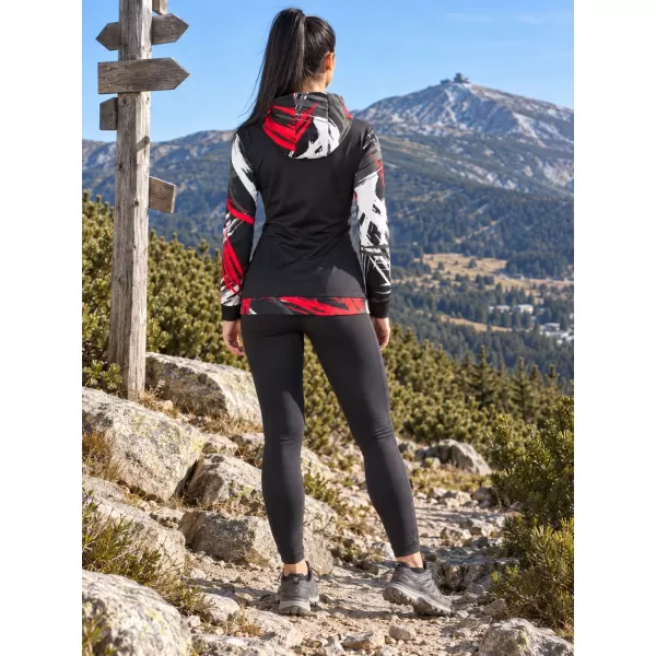  Hanorac funcțional premium pentru femei ALTISPORT VOJ/ALW039MI01 NEGRU/ROSU 