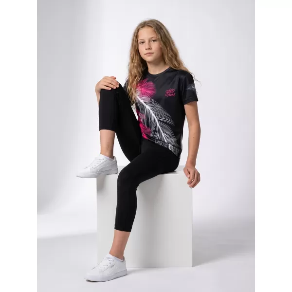  Tricou funcțional premium pentru copii ALTISPORT VOJ/ALK001TR01 NEGRU/ROZ 
