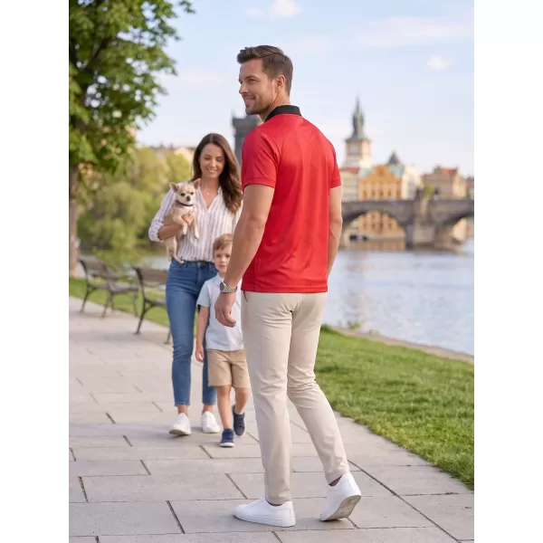 Tricou funcțional pentru bărbați cu guler premium ALTISPORT VOJ/ALM050TR05 ROŞU 
