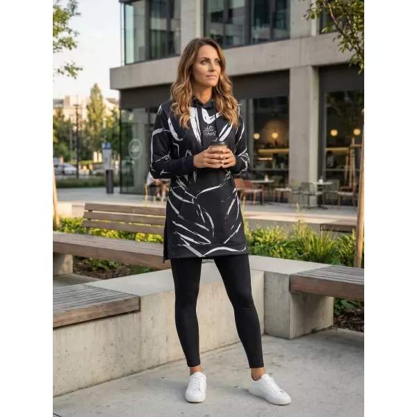  Hanorac prelungit funcțional pentru femei premium ALTISPORT VOJ/ALW049MI03 ALB-NEGRU 