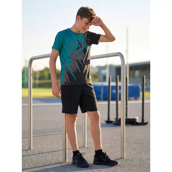  Tricou funcțional premium pentru copii ALTISPORT VOJ/ALK006TR01 NEGRU/KEROSEN 