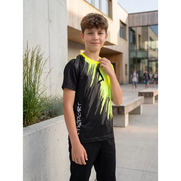  Tricou funcțional premium pentru copii ALTISPORT VOJ/ALK006TR01 NEGRU SI GALBEN 