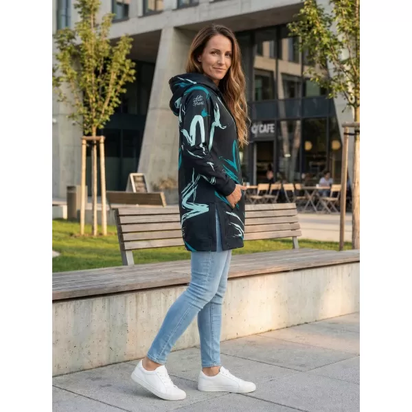  Hanorac prelungit funcțional pentru femei premium ALTISPORT VOJ/ALW049MI03 NEGRU ȘI ALBASTRU 