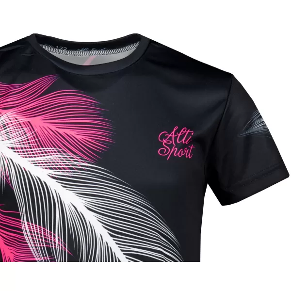  Tricou funcțional premium pentru copii ALTISPORT VOJ/ALK001TR01 NEGRU/ROZ 