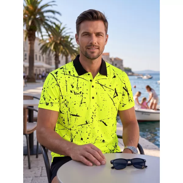  Tricou funcțional pentru bărbați cu guler premium ALTISPORT VOJ/ALM034TR05 GALBEN NEON 