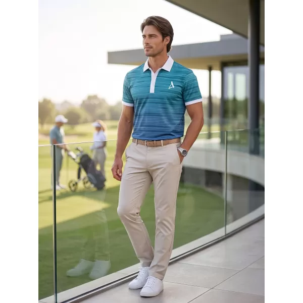  Tricou funcțional pentru bărbați cu guler premium ALTISPORT VOJ/ALM031TR05 SMARALD/ALBASTRU 
