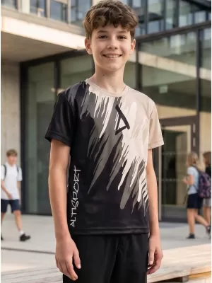 Tricou funcțional premium pentru copii ALTISPORT VOJ/ALK006TR01 NEGRU/MARO
