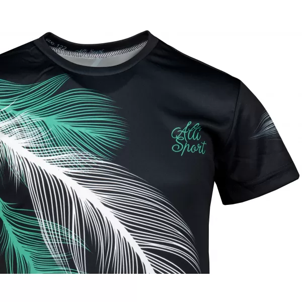  Tricou funcțional premium pentru copii ALTISPORT VOJ/ALK001TR01 NEGRU/TURCOAZ 