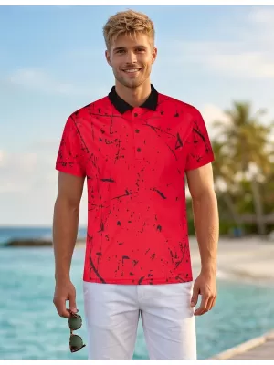 Tricou funcțional pentru bărbați cu guler premium ALTISPORT VOJ/ALM034TR05 ROŞU