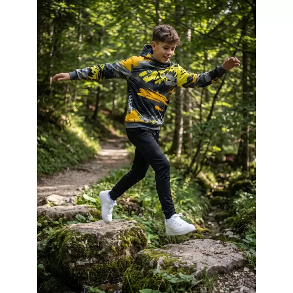  Hanorac funcțional premium pentru copii ALTISPORT VOJ/ALK014MI01 NEGRU SI GALBEN 