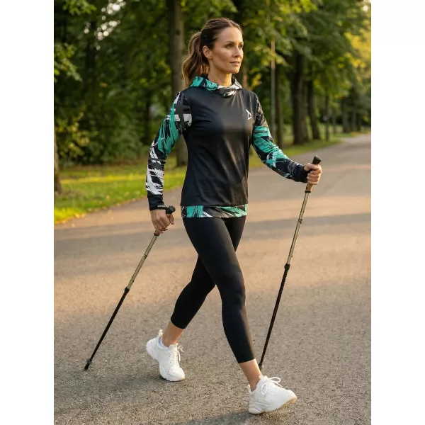  Hanorac funcțional premium pentru femei ALTISPORT VOJ/ALW039MI01 NEGRU/TURCOAZ 