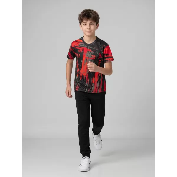  Tricou funcțional premium pentru copii ALTISPORT VOJ/ALK010TR01 NEGRU/ROSU 