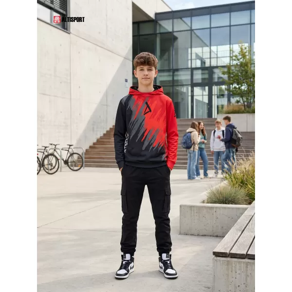  Hanorac funcțional premium pentru copii ALTISPORT VOJ/ALK006MI01 NEGRU/ROSU 