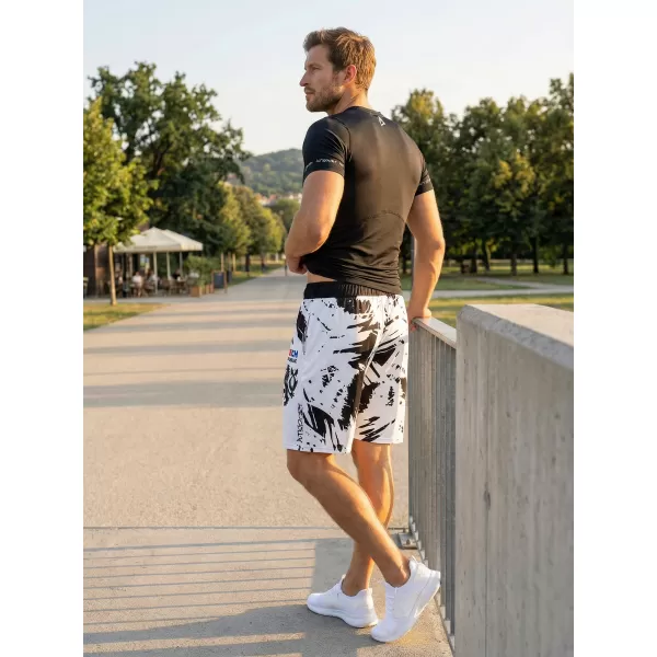  Pantaloni scurți funcționali premium pentru bărbați, fără buzunare ALTISPORT VOJ/ALM036KRA02 ABSTRACTIZARE 