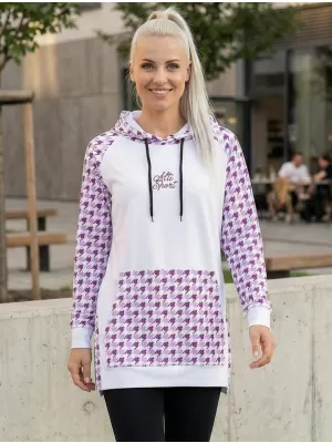 Hanorac prelungit funcțional pentru femei premium ALTISPORT VOJ/ALW048MI03 ALB/VIOLET