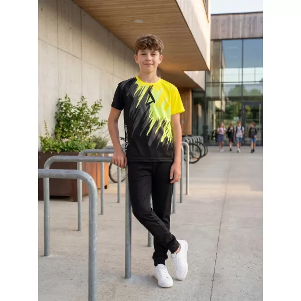  Tricou funcțional premium pentru copii ALTISPORT VOJ/ALK006TR01 NEGRU SI GALBEN 