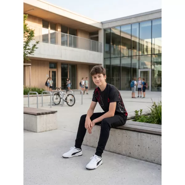  Tricou funcțional premium pentru copii ALTISPORT VOJ/ALK004TR01 NEGRU/ROSU 