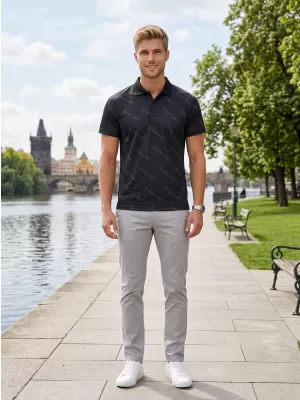 Tricou funcțional pentru bărbați cu guler premium ALTISPORT VOJ/ALM050TR05 NEGRU